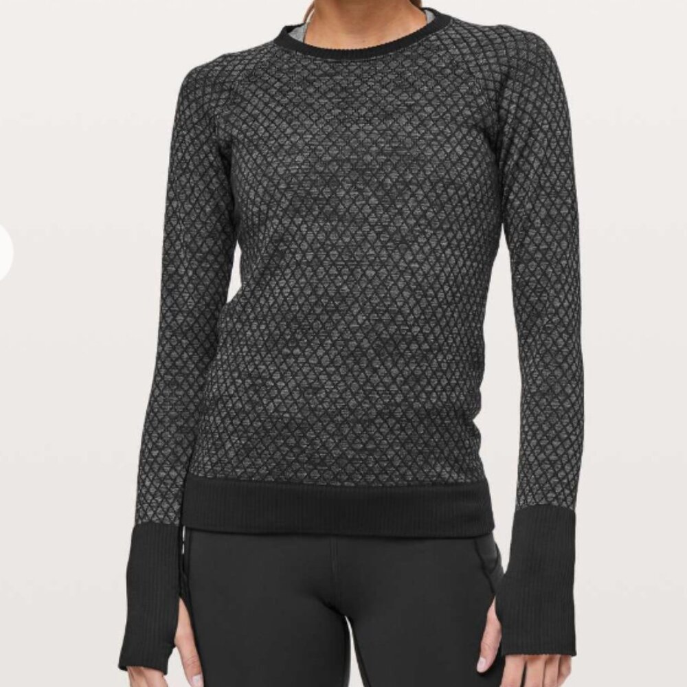 Lululemon Rest Less Pullover Long Sleeve Size 2 Color: black/grey